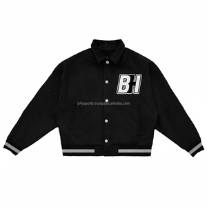 Survêtement en coton et polyester de qualité supérieure 380 GSM polaire couleur noir et gris broderie ou impression de logo personnalisé vestes universitaires pour femmes - Product Image 1