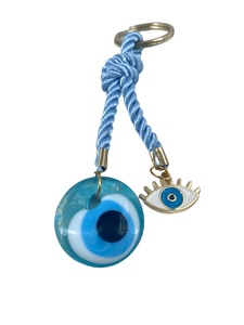 LLavero de ojo malvado de cristal hecho a mano, amuleto redondo de 2 cm, amuleto Nazar turco para bolsos y llaves - Product Image 3