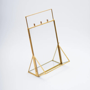 Plateau d'affichage de magasin de luxe moderne avec cadre en métal et support à bijoux en verre pour porte-boucles d'oreilles taille personnalisée acceptée - Product Image 3