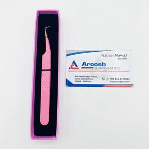 Pinzas rosas fuertes de 90 grados de Punta múltiple, venta al por mayor, pinzas de extensión de pestañas con agarre de diamante de acero inoxidable de alta calidad, sostenibles - Product Image 3