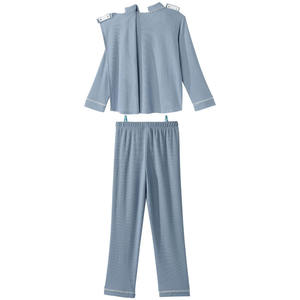 El Conjunto de pijama de punto de gofre con parte superior abierta y pantalón extraíble para mujer es ideal para vestirse asistida, ropa de dormir adaptable para mujeres mayores - Product Image 2