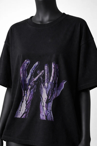 Women's Black <b>Gothic</b> <b>T</b>-<b>Shirt</b> Short Sleeve Crew Neck Purple Hands Print Loose Fit Jersey Cotton All Seasons Regular Style - Product Image 6