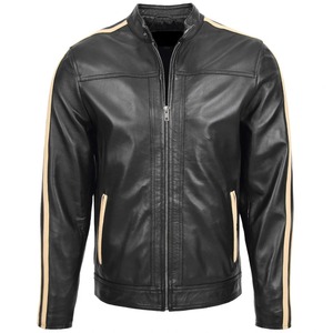 Black <b>Cafe</b> <b>Racer</b> Leather <b>Jacket</b> Selling Men's Fashion Leather <b>Jacket</b> New Design PU Leather for Winter Winter <b>Jacket</b> For Men - Product Image 1