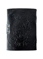 Búho en relieve LIBRO DE SOMBRAS diario de cuero genuino cuaderno de Color negro para hombres mujeres hecho a mano Vintage Deckle Edge diario de papel