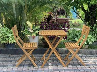 Ensemble table et chaises pliantes en bois massif, jardin, patio, bistro, salle à manger, mobilier d'extérieur