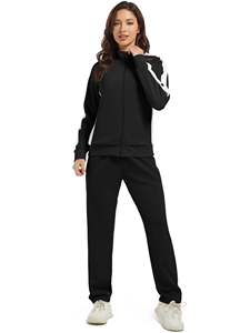 Ensemble de survêtement pour femme, hiver, uni, court, 2 pièces, manches longues, fermeture éclair intégrale, respirant, fabriqué au Pakistan - Product Image 3