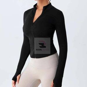 Vente en gros Vestes de fitness pour femmes Veste à manches longues avec fermeture éclair pour femmes - Product Image 4