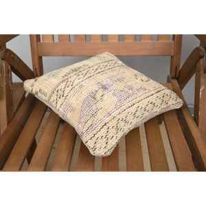 Beige Wool <b>Kantha</b> Patchwork Pillow 12x12 Inch Luxury Vintage Embroidered Fluffy Rustic <b>Throw</b> Pillow for Floor Use - Product Image 4