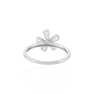 Moderne 100% Haute Qualité Aigue-Marine et Diamant Sertissage 18K Solide Or Blanc Fleur Bague Fine Jewelry Cadeaux D'anniversaire Femmes - Product Image 6