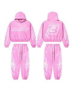 Personnalisé sérigraphié Propre Marque Logo Conception Régulier Ajusté Pull À Capuche Jogger Polaire Pantalon Respirant Hiver Survêtements - Product Image 3