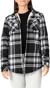 Automne femmes décontracté solide épais polaire flanelle chemise bouton matelassé doublé à manches longues noir - Product Image 4