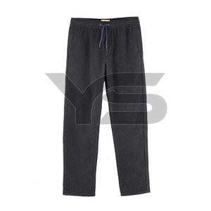 กางเกงจ็อกเกอร์ผ้าฝ้ายสำหรับผู้ชายกางเกงเอวกลางแบบผูกเชือกด้านหน้าแบนย้อมสีล้วนสำหรับบริการ OEM ผ้าเทอร์รี่ - Product Image 1