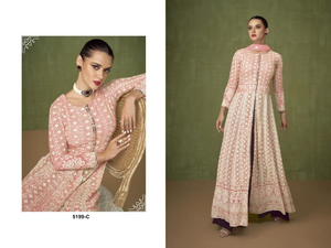 Nouvelle collection de costumes en soie brodés en georgette de renard lourd pakistanais avec Nazarene Duppata pour les occasions de fête - Product Image 2