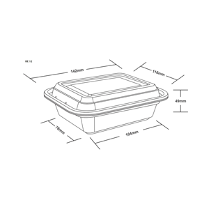 กล่องใส่อาหารพลาสติก PP ขนาด12ออนซ์355มล. ใสแบบใช้แล้วทิ้งเข้าไมโครเวฟได้ - Product Image 3