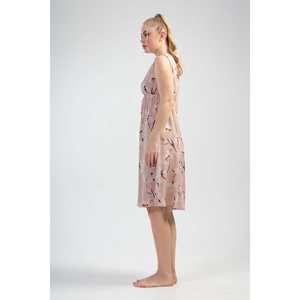 เสื้อทูนิคแขนกุดคอวีผ้าวิสโคสสำหรับผู้หญิง แต่งลูกไม้ที่ชายเสื้อ กระโปรงบาน - Product Image 2