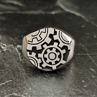 Bague pour homme en argent sterling 925, faite à la main, style steampunk, design géométrique mécanique, sans pierre, sans placage, cadeau idéal