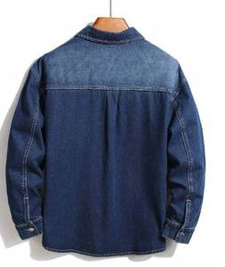 Light <b>Weight</b> Adult Men's Winter Denim Jacket Canvas Fabric <b>Stand</b> Collar Front Logo High Quality Street Wear - Product Image 2