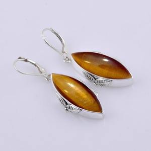 Tiger Eye Gemstone 925 Pendientes colgantes de plata esterlina sólida para mujeres y niñas El mejor diseño para boda Joyería fina - Product Image 3