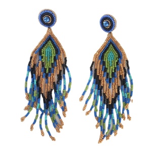 Top qualité vêtements pour femmes 14 cm de long losange queue de paon glands boucles d'oreilles en forme de V au prix du marché raisonnable - Product Image 1