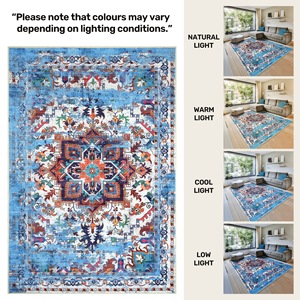 Alfombra Adiva Tejida, Lavable a Máquina, de Pelo Corto, con Base Antideslizante, Diseño Geométrico Liso para Sala de Estar, Dormitorio, Baño - Product Image 5