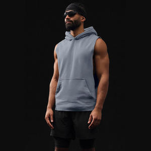 wholesale fully customized Men's Workout Hooded Tank Tops <b>Sleeveless</b> Gym <b>Hoodies</b> Bodybuilding Muscle Shirts - Product Image 1
