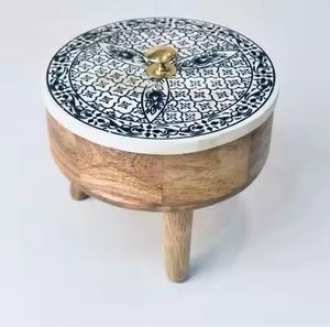 Bol de dattes en bois antique avec couvercle en bois pour servir les dattes, les noix et les desserts cadeaux de pendaison de crémaillère - Product Image 1