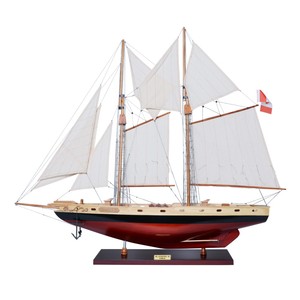 Y133 Bluenose II Nautical Handcrafted <b>Wooden</b> <b>Model</b> Medium Antique-Cedar Display Stand for Home Decor Gift Painted Technique - Product Image 1