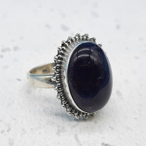 Anillo de boda de plata 925 sólida de diseñador hecho a mano impresionante piedra preciosa amatista perla de corte ovalado artesanal para aniversarios - Product Image 1