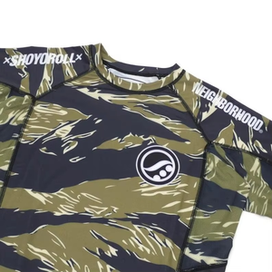 Men's Forest Green Long Sleeve Rash Guard Neighborhood Camo <b>Printed</b> Lightweight Running Clothes - Product Image 4