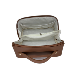 Nueva venta al por mayor bolsas de cosméticos Simili viaje 2024 con logotipo personalizado Material de PU Color marrón claro bolsa de cosméticos de maquillaje con cremallera - Product Image 1