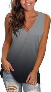 Nueva camiseta sin mangas de verano para mujer, el mejor diseño, manga corta, informal, de talla grande, tejido de punto transpirable, patrón sólido y estampado - Product Image 3