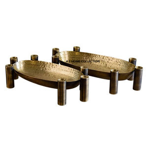 Ensemble de 2 bols de service en laiton faits à la main avec support, vente chaude, nourriture pour hôtel, restaurant, table, prix d'usine - Product Image 1