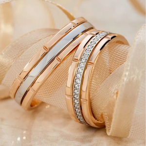 Anillos de Boda Promise para Hombre con Piedra Natural, Joyería de Oro Amarillo, Anillos de Boda para Parejas Chapados en Rodio - Product Image 1