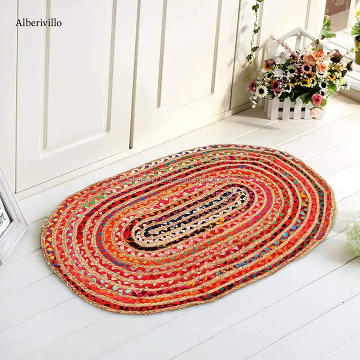 grande tappeto esterno di iuta forma ovale fatti a mano