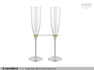 Ensemble de 2 flûtes à champagne Winko EUGENE, flûtes à toast, avec anneau doré, argenté/lacqué - Product Image 1