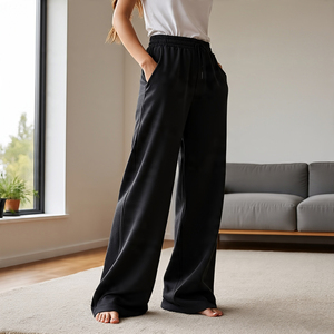 Pantalon de survêtement Baggy taille moyenne pour femmes pantalon de survêtement de sport de Fitness décontracté Streetwear Baggy coupe ajustée pantalon d'hiver plat - Product Image 3