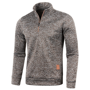 free sample Custom Logo hoodie manufacturer half Blank fleece Quarter 14 <b>Zip</b> Up Cotton plain 400 GSM Pullover Men Hoodies - Product Image 2