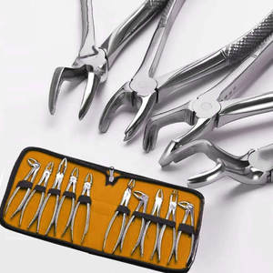 Juego de 10 Uds. Kit de fórceps de extracción de dientes dentales con fuente de alimentación Manual de acero inoxidable Certificado CE agarre acolchado de alta calidad - Product Image 4