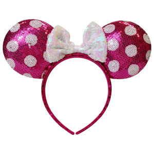 อุปกรณ์เสริมได้รับอนุญาตจากดิสนีย์มินนี่เมาส์สีชมพูชุดลายจุดที่คาดผมมีโบว์และหูตัวละครโบว์สีขาวอายุ3 + - Product Image 2