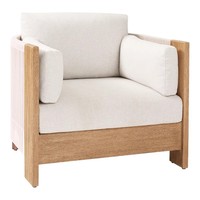 Canapé de loisirs d'extérieur en forme de L avec chaises en rotin Meubles de terrasse de jardin tissés en bois de teck et en rotin pour cour et villa