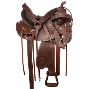 Hecho a mano de cuero genuino Western Endurance Trail Horse Saddle Horn Cómodo ecuestre Horse Riding Tack Set incluye - Product Image 1
