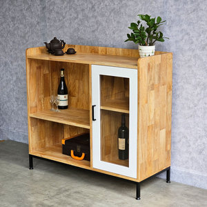 Armoire de salle à manger moderne 100x40x92cm en bois d'hévéa avec pieds en fer TPA008 Meubles - Product Image 2