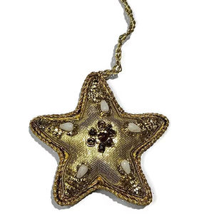 Elegante estrella dorada adorno de Navidad cuentas irrompibles adorno hecho a mano para árbol de vacaciones decoración bordada de lujo - Product Image 1