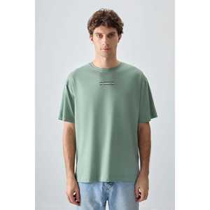 Camiseta de Hombre Verde Claro 100% Algodón Jersey Grueso Suave Texturizado Corte Holgado Estampada-88354 - Product Image 3