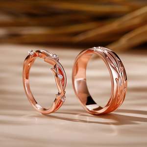 แหวนคู่วินเทจเงินสเตอร์ลิงเจลิยาพร้อมดีไซน์กิ่งไม้ชุบทอง - Product Image 6