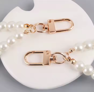 CALIENTE Perla Muñequera Llavero Correas de muñeca con oso Blanco Perla transparente Cuentas Llaveros Teléfono Bolsa Encanto Colgante Llavero Regalo - Product Image 6