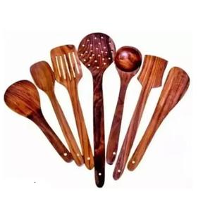 Ensemble d'ustensiles en bois de teck naturel de vente chaude pour la cuisson des cuillères en bois pour la cuisine ensemble d'ustensiles antiadhésifs de haute qualité. - Product Image 5