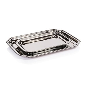Plateau de service carré en acier inoxydable plaqué argent de luxe, écologique, lavable au lave-vaisselle, sans danger pour les aliments, pour hôtel, restaurant - Product Image 3