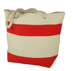 Offre Spéciale Sacs fourre-tout en toile de coton de luxe Taille personnalisée Fourre-tout de plage de voyage imprimé à rayures pour femmes Sacs à main - Product Image 2