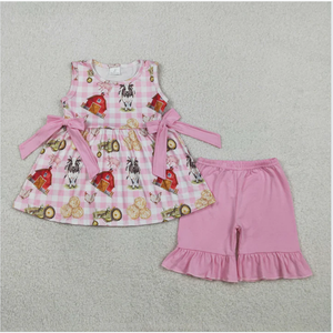 GSSO3100 Farm Barn Bows Conjunto de pantalones cortos para niñas de color rosa - Product Image 4